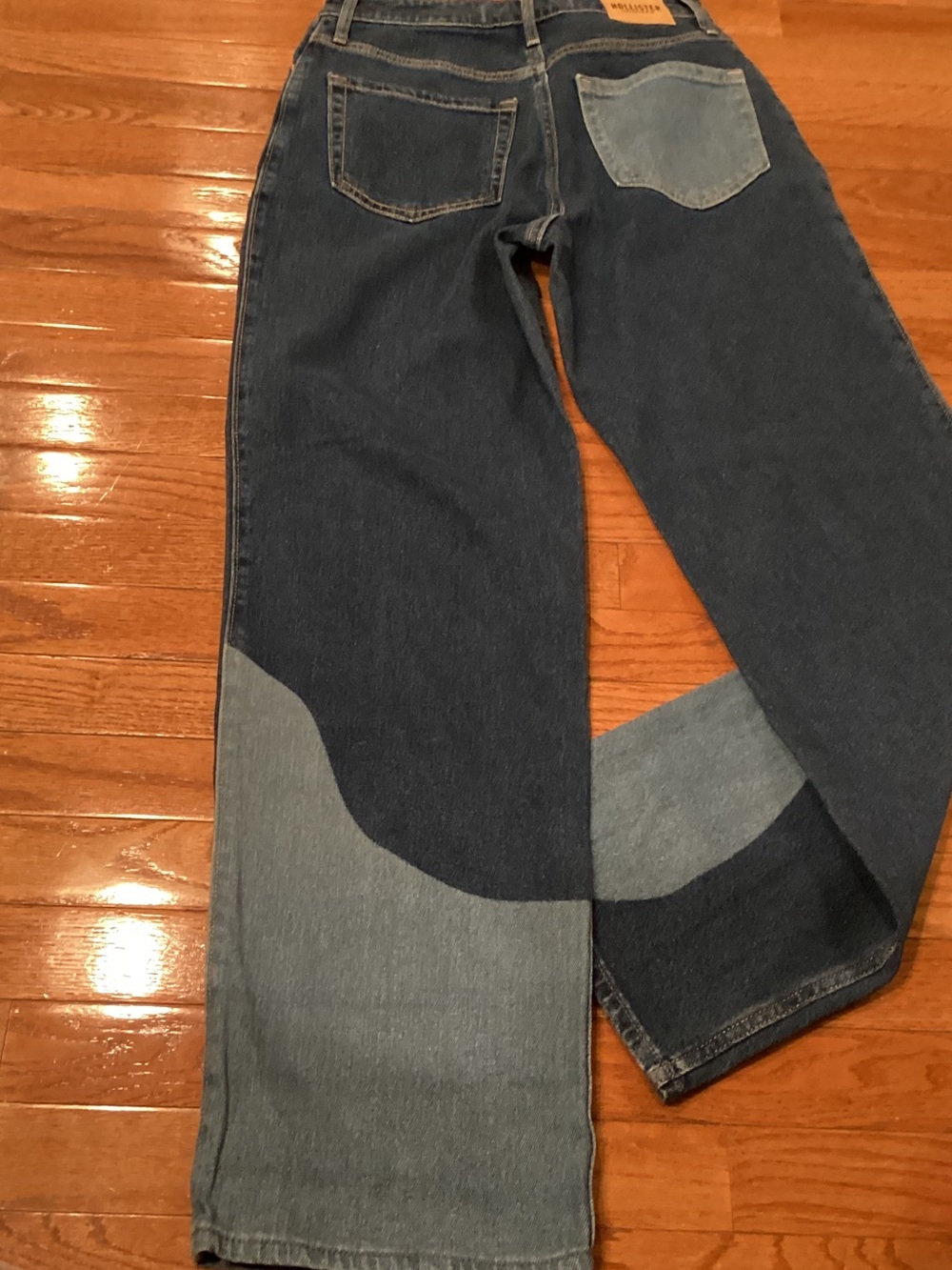 Hollister Two-Tone Blue Patchwork Relaxed Jeans